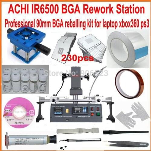 2015 New ACHI IR6500 Dark IR BGA rework station + 90mm 230pcs bga stencils kit bga reballing kit + 20 gifts