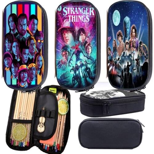 Multifunction Stranger Things Pencil Cases Girls Makeup Bags Boys Pen Bag Students Cartoon Stationery Canvas Pencilcase Kid Gift