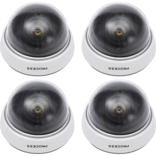 4Pcs Fake Camera Dome Simulation Camera Home Camera Webcam Led Light Indoor Outdoor Surveillance Cctv For Warning