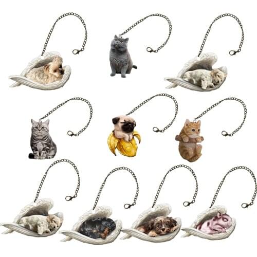 Dog Cat Car Hanging Ornament Car Hanging Ornament Car Interior Decor Cute Dog Car Ornament Keychain Home Decoration Gift