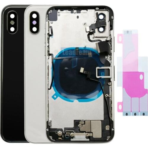 Full Back Housing For iPhone X XS MAX XR Back Battery Door Glass with Middle Chassis Frame Flex Cable Assembly