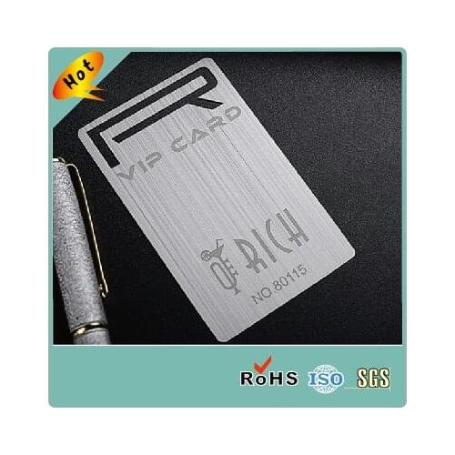 Custom metal stainless steel cards printing with laser cut for the membership card name card