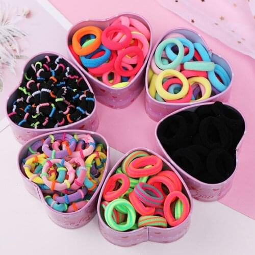 30pcs/Set Colorful Nylon Soft Rubber Bands For Girls Ponytail Holder Children Elastic Hair Bands Scrunchie Kids Hair Accessories