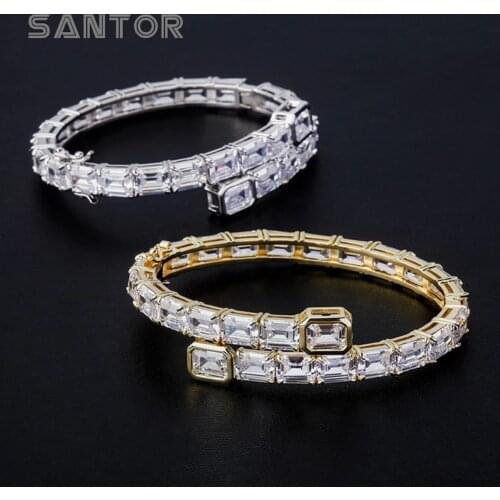 12mm Luxury Baguette Lover Couples Cuff Bracelets Love Bracelet Gold Plated Jewelry For Women Men
