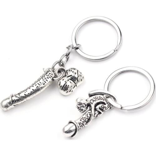 Silver Color Alloy Reproductive Organs Key Chains For Men Women Sexy Penis Pendant Vaginal Skeleton Genitals Bag Car Keychain