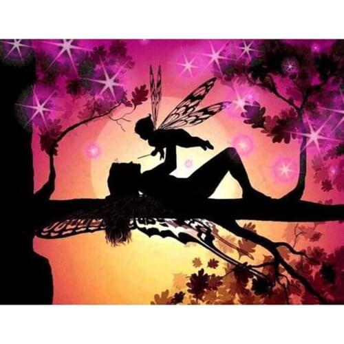 SNA Needlework 5D DIY Diamond Painting Angel tree scenery Diamond Embroidery Full Round Square mosaic Rhinestones