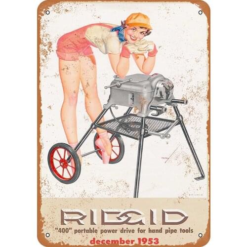 WallColor 8*12 Metal Sign 1953 Rigid Hand Pipe Tools Pinup Vintage Look