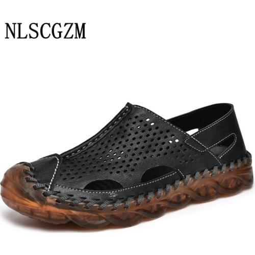 Loafers Men Slip on Shoes Mens Shoes Genuine Leather Man Sandals 2021 Summer Beach Sandals Men Designer Sandals Zapato De Hombre