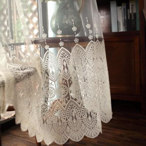 European Style Embroidered Window Tulle Custom Solid Color Curtains for Living Dining Room Bedroom Window Tulle Simplicity