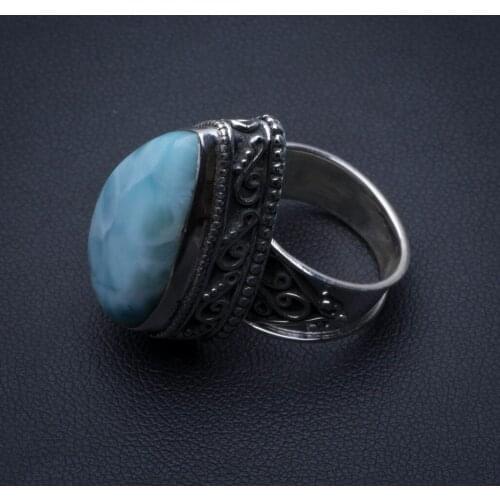 Natural Caribbean Larimar Vintage 925 Sterling Silver Ring, US Size 6.25 R3410