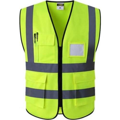 Safety Vest Waistcoat Jaclet With Reflective Stripes Safety Vest With Pockets And Zipper
