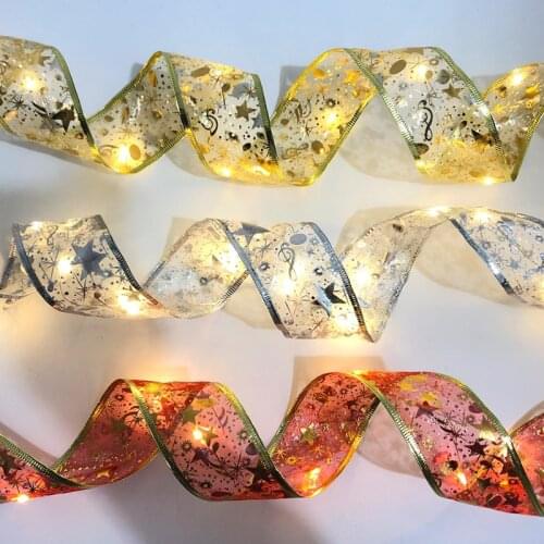 1m 2m Bronzing Double-layer Led Colorful Ribbon Christmas Lights Wedding Party Decoration Led Light String Garland Navidad Decor
