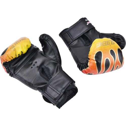 1 Pair 2019-New PU Children Kids Child Cartoon Sparring Kick Boxing Gloves Red Training Age5-12 Black / Red/Blue