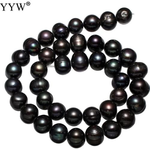 10-11mm Freshwater Pearl Beads Black Cultured Potato Natural Pearl 15.1' Strand Necklace Bracelets For Jewelry Making 0.8mm Hole
