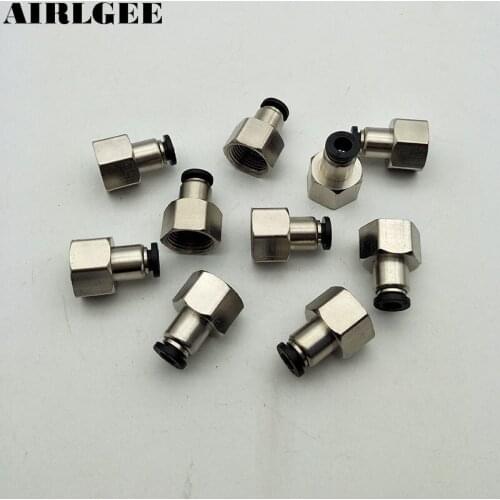 10 Pcs 3/8" PT Female Thread 6mm Air tube Push In Joint Pneumatic Quick Fittings Black