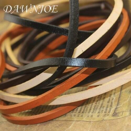 2 Meter/lot 5*3mm 4 Color Vintage Flat Genuine Leather Rope Making Bracelet Necklace Bag rope DIY Jewelry Accessories Finding