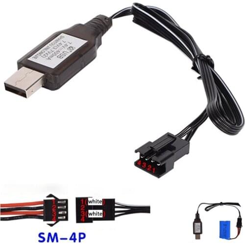 20/50PCS 7.4V(3.7v x2) Lipo Battery USB Charger SM-4P Charger Cable for UDI001/002/902 HQ 906/961/962 USB Charger Accessory