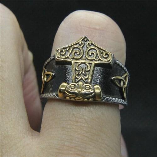 2020 Newest Fashion Hammer Mens Ring 316L Stainless Steel Golden Men Cool Ring