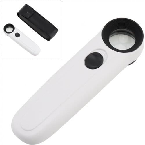 40X 21MM Hand-Hold Magnifier (Exclamation Mark Type) with Two LED Light for Watch Repairing / Face skin examination / Manicuring