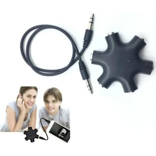 5Pcs 3.5mm Multi Headphone Splitter 5 Way 6 Port Female Converter Connector Audio Adapter Earbud Earphone Plug with Stereo Cable