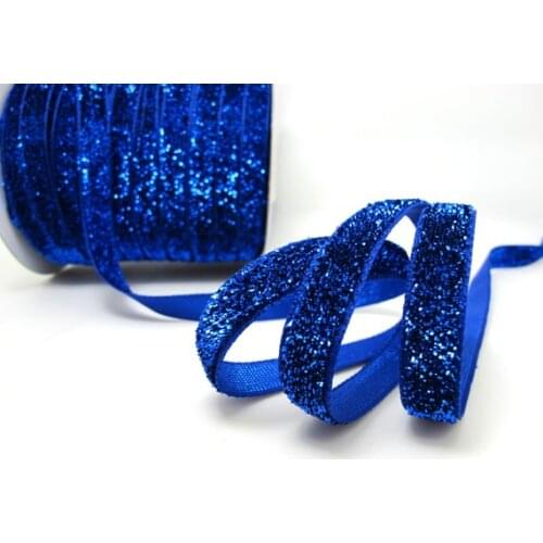 5 Yards 3/8 Inch Blue Glittery Sparkle Trim|Glittery Velvet|Ribbon for Wedding|Decorative Embellishment|Hair Accessories