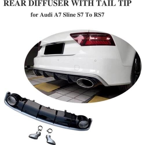 A7 Rear Bumper Lip Diffuser With Exhaust Muffler Pipe for Audi A7 Sline S7 2016 2017 2018
