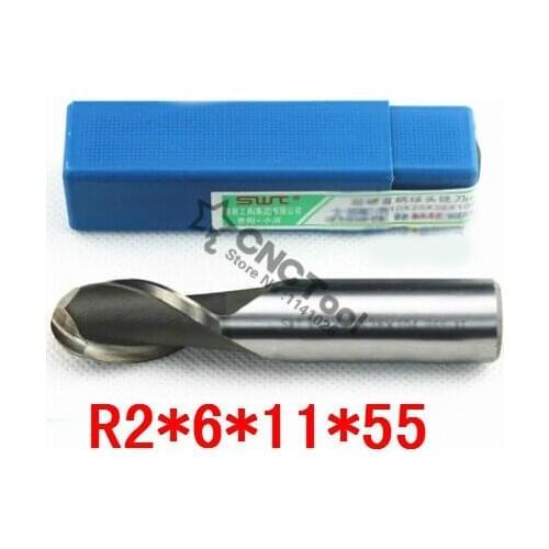 Free shipping 5PCS R2.0 high speed steel ball end milling cutter, straight shank white steel cutter, R alloy milling cutter