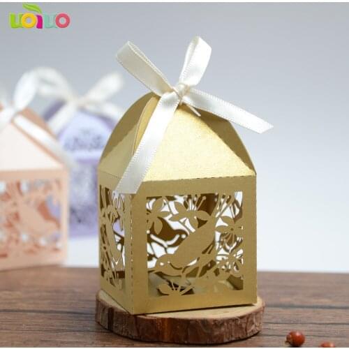 Bird design wholesale wedding supplies pearl paper glitter paper boxes wedding western wedding box