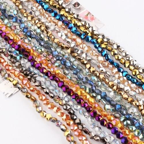 Glass Plated Bead 6/8mm Hexagon Crystal Beads China Jewelry Beading For DIY Charm pendant Necklace Jewelry Making Wholeslae