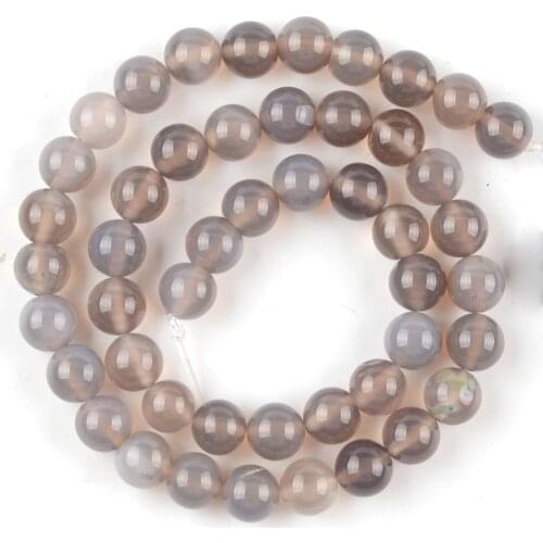 Natural Round Stone Beads Gray Agates Loose Spacer Beads Necklace Bracelet Accessories For Jewelry Making Diy 4/6/8/10/12mm