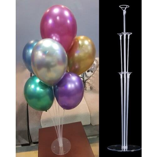 7 Tubes Balloon Holder Column Stand Clear Plastic Balloon Stick Birthday Party Decorations Kids Wedding Balloons Decor Baloon