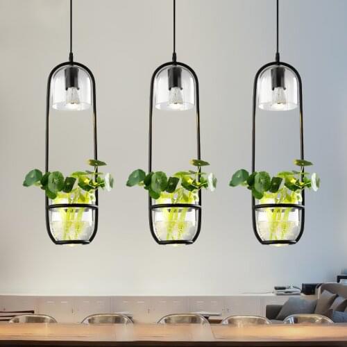 Creative flowers and plants long pendant lamp Restaurant bedside garden light porch corridor balcony potted plant hanging lights