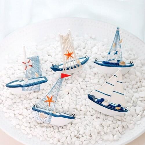 Home Decoration Room Decoration Accessories Solid Wood Sailing Boat Mediterranean Style Decorations Shooting Creative Nautical