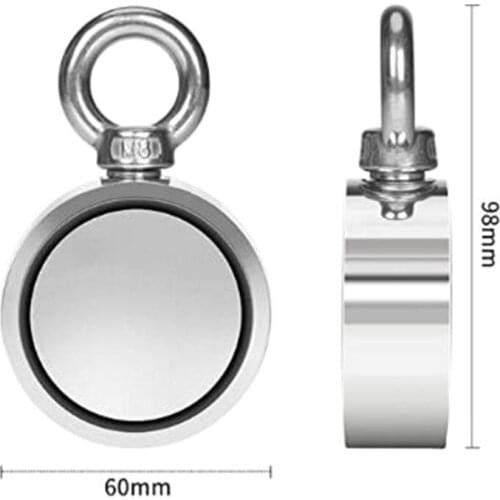 120Kg Dual Sides Magnet Strong Neodymium Permanent Fishing Magnets + 20m Rope