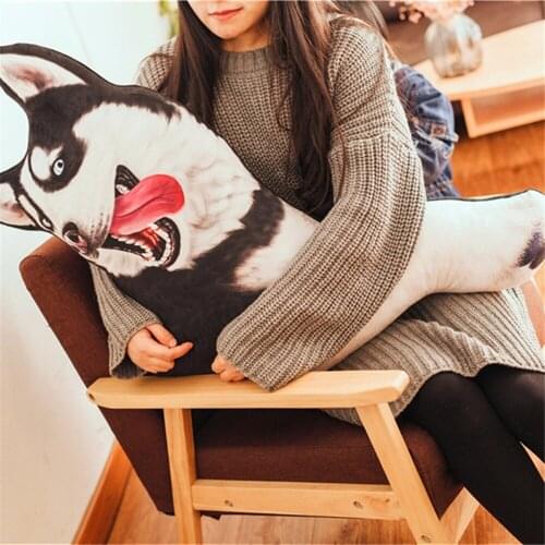 Fancytrader Pop Cute Animal Husky Plush Toy Big Stuffed Cartoon Dog Doll Animals 3D Printed Pillow 4 Models 28inch 70cm