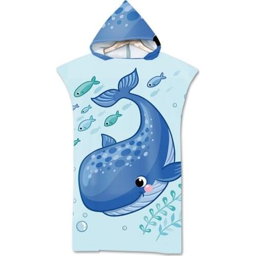 Cartoon Microfiber Printing Changing Robe Bath Towel Outdoor Hooded Beach Towel Poncho Towels Women Man Swimming 75*110cm