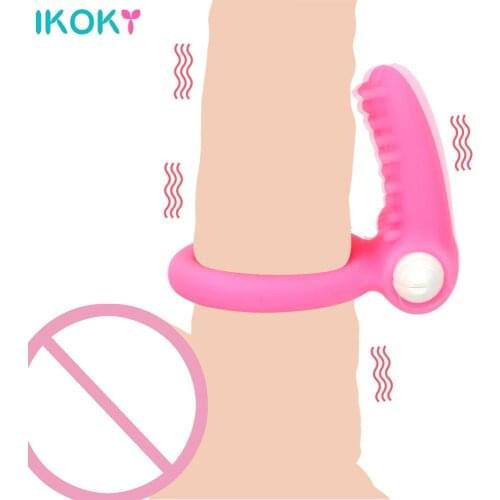 IKOKY Clitoris Stimulator Male Masturbation Delay Ejaculation G spot Vibration Cock Rings Penis Rings Sex Toys for Men