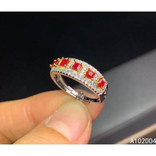 KJJEAXCMY fine jewelry 925 sterling silver inlaid natural adjustable ruby new Female ring trendy Support test hot selling