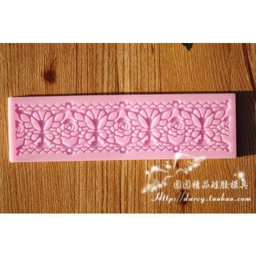 L020 Flower utterfly Lace mold Silicone Fondant Mold Gum Paste Cake Decorating cake topper Mould