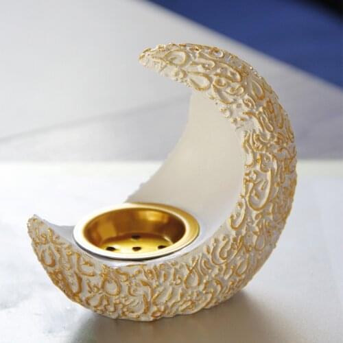 Mini Incense Burner Middle East Arab Moon EID Ramadan Crescent Resin Censer for Home Desktop Decoration Aromatherapy Oven