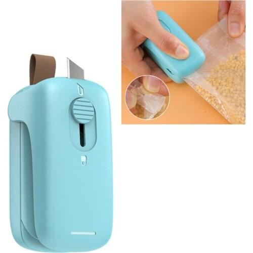 2 In 1 Mini Bag Sealer Cutter Handheld Heat Vacuum Sealers for Plastic Bags Food Storage Snack Bag Clips Packing Machine new