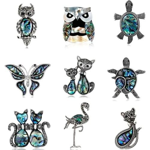 New Retro Style Animal Shell Brooch Jewelry DIY Production Cute Animal Brooch Brooch Clothing Accessories Charm Wholesale