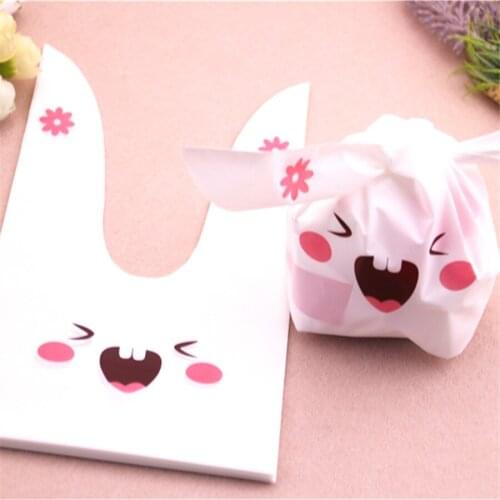 Wholesale 50pcs/lot 13x21cm Lovelry Bear Party Gift Packing Christmas Candy Bags Cute Rabbit Ear Cookies Biscuit Packaging