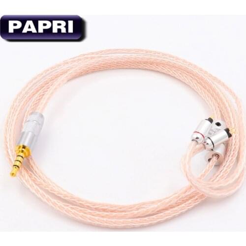 PAPRI 2.5/3.5mm/4.4mm 16 Core OCC Copper Silver Plated 0.78mm 2Pin Earphone Cable Weston WR4 UE KZ ZS5 Headphone Upgrade Cables
