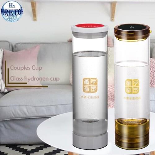 Couple Cup Healthy H2 Drinking Bottle Alkaline Maker SPE PEM Electrolysis Ionizer 600ml Rich Hydogen Water Generator Anti-Aging