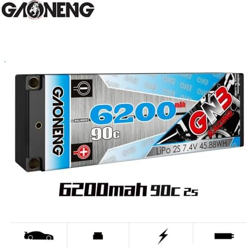 Gaoneng GNB 2S 6200MAH 90C 7.4V Rechargeable Lipo Battery XT60/T Plug XT90 Plug for 1:10 RC Car Boat