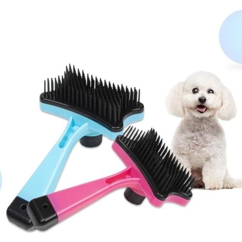 Plastic Push Brush for Cat and Dogs Pet Groom Bath Brush Hair Removal Brush KI