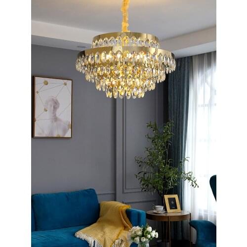 Postmodern Crystal Luxury LED Chandelier Living Room Bedroom Dining Room Creative Villa Lobby Personality Copper Hanging Lights