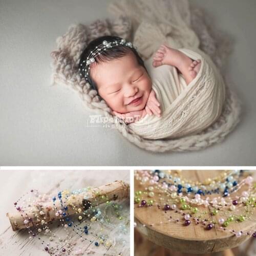 Newborn Photography Props Handmade Pearl Headband Baby Girl Photo Shoot Headdress For 0-1 Years Old Fotografie Accessories