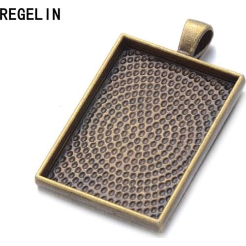 REGELIN New Fashion 25x35mm Inner Size Square Cabochon Base Setting Charms Pendant Fit Square Glass Cabochons DIY Jewelry Making